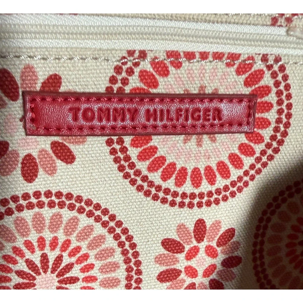 Tommy Hilfiger Medallion Floral Boho Canvas Tote Pink Red Bag Hawaiian